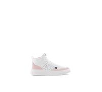 Armani Exchange 024 Female Comfort Fit, Cow Suede, Side Sewn Logo Sneaker White/Rose 40.5