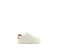 Armani Exchange 132 Female Platform, lace up, Back Snake Print Sneaker White/Red 36