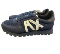 Armani Exchange Herren Openwork Side, Contrast Logo, Microsuede Inserts Sneaker, Blue, 42 EU