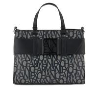 Armani Exchange Women's Large Logo Placket Satchel Bag Big Tote, Beige/Black