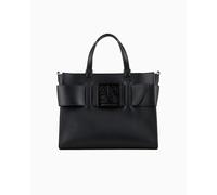 Armani Exchange A|X Große Tasche mit Frontschnalle für Damen, Schwarz, Einheitsgröße, Schwarz, Einheitsgröße, Einheitsgröße, strukturierte Tasche mit Frontschnalle