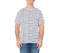 Armani Exchange A|X Herren-T-Shirt, Normale Passform, Baumwoll-Jersey, Bedruckt mit Allover-Logo, Weißes EXT.-Logo, L