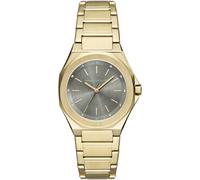 ARMANI EXCHANGE Armbanduhr, Damenuhr, Edelstahlarmband, analog, Glassteine (90857120-0) goldfarben, grau