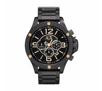 Armani Exchange Herrenuhr , QuarzChronographenwerk, 48mm GoldEdelstahlgehäuse mit Edelstahlarmband, AX1513, Schwarz