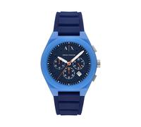 Chronograph ARMANI EXCHANGE "SYNC", hellblau, dunkelblau, Armbanduhren, Herren, Quarzuhr, Armbanduhr, Herrenuhr, Silikonarmband, analog, Tag (63047335-0) hellblau, dunkelblau