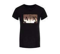 Armani Exchange Damen Basic T-Shirt with Logo On Bust T-Shirt, Schwarz, XS