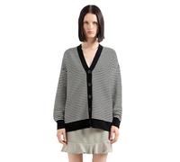 Armani Exchange Damen Cardigan with Horizontal Stripes and an a Logo Strickjacke, Schwarz/Iso/Shaker, X-Klein