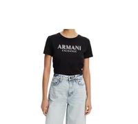 Armani Exchange Damen Crewneck Regular Fit Rhinestone and Metallic Log Otee T-Shirt