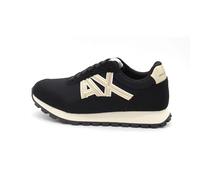 Armani Exchange Damen Essential, Drop, Microsuede Details Sneaker, Black Pale Gold, 41 EU