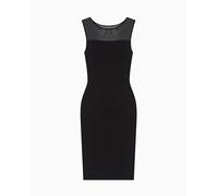 Armani Exchange Damen Icon Project, Mesh Details, Small Logo Embroiderey Kleid, Schwarz, S