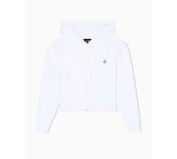 Armani Exchange Damen Icon Project, Small Logo Embroidery, Cropped Fit Sweatshirt, Optic White, XS