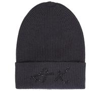 Armani Exchange Damen Signature Logo Sparkly Beanie-Mütze, schwarz, Einheitsgröße