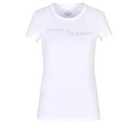Armani Exchange Damen Slim Fit Embellished Wave Logo Tee T-Shirt, Optic White, XL EU