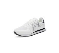 Armani Exchange Damen Sneaker mit appliziertem Logo, Weiß Silber, 38 EU