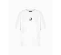 Armani Exchange Damen-T-Shirt aus schwerem Baumwoll-Jersey, Icon Logo, Weiss/opulenter Garten, X-Klein