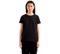 Armani Exchange Damen-T-Shirt, Normale Passform, einfarbiges Signatur-Logo, Schwarz, Groß