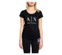 Armani Exchange Damen T-Shirt Schwarz Baumwolle Frühjahr/Som - Größe: S