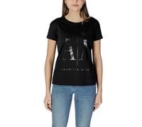 Armani Exchange Damen T-Shirt Schwarz mit Silberlogo - Größe: S