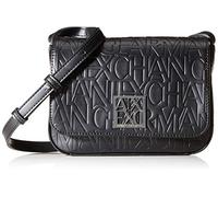 Armani Exchange Damen Women's Adjustable Shoulder Strap, Embossed Logo All Over Crossbody Medium, Schwarz (Nero-Black)