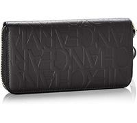 Armani Exchange Damen Wristlet Round Zip Handgelenkstasche Schwarz (Nero - Black)