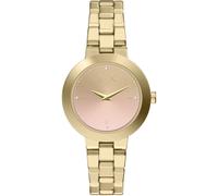 Quarzuhr ARMANI EXCHANGE, gelbgoldfarben, rosa, Armbanduhren, Damen, Quarzuhr, Armbanduhr, Damenuhr, Edelstahlarmband, analog, Glassteine (17478002-0) gelbgoldfarben, rosa