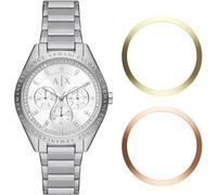 Armani Exchange Damenuhr Multifunktionswerk mindestens 50% recycelter Edelstahl, AX7142SET