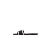 Armani Exchange Female Thin, Striped, front logo flat sandal, Black,35