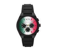 Chronograph ARMANI EXCHANGE "SYNC", schwarz, grün, rot, Armbanduhren, Kinder, Chronograph, Quarzuhr, Armbanduhr, Herrenuhr, Silikonarmband, analog (90430050-0) schwarz, grün, rot