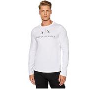 Armani Exchange Herren A|x Long Sleeve Logo Crewneck T-Shirt, Weiß, L