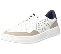 Armani Exchange Herren Armani Exchange Men's Suede Detail, Front Logo Patch, Sneaker, Off White + BeigeSneaker