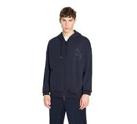 Armani Exchange Herren Cotton Fleece Tonal Eagle Logo Full Zip Hoodie Sweatshirt, Navy, S EU