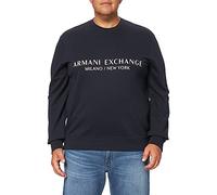 Armani Exchange Herren Crew Neck, Front Extended Logo Sweatshirt, Blau, L