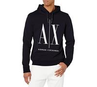 Armani Exchange Herren Hoodie, Maxi Print Logo on Front Sweatshirt, Blue, XXL