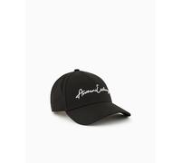 Armani Exchange Herren Logo Script Baseball Hat Baseballkappe, Schwarz/optisches Weiß, Einheitsgröße
