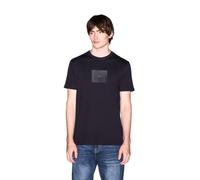 Armani Exchange T-Shirt Unifarben mit 3D-Logo vorne Kurzarm Blau XL