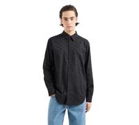 Armani Exchange Herren Regular Fit Long Sleeve Jacquard Cotton All Over Logo Down Shirt, Schwarz, L EU