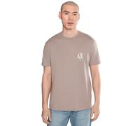 Armani Exchange T-Shirt Herren Rundhals Kurzarm Logo-Stickerei Baumwolle Beige XL