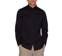 Armani Exchange Herren Smart Stretch Satin Freizeithemd, Schwarz, XXL