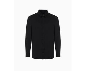 Armani Exchange Herren Smart Stretch Satin Freizeithemd, Schwarz, XXL