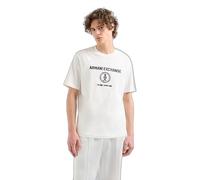Armani Exchange Herren Stacked Ax Logo with Circle Regular Fit Tee T-Shirt, Off White, XL EU