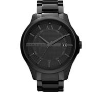 Armani Exchange Uhr für Herren , Dreizeiger-Datumswerk, 46 mm schwarzes Edelstahlgehäuse mit Edelstahlarmband, AX2104