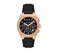 Chronograph ARMANI EXCHANGE "SYNC", schwarz, rosegoldfarben, Armbanduhren, Herren, Quarzuhr, Armbanduhr, Herrenuhr, Silikonarmband, analog, Tag (74701514-0) schwarz, rosegoldfarben