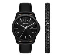 Armani Exchange Herrenuhr 3-Zeiger-Werk Wochentag Datum Edelstahl schwarz, AX7147SET