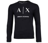 Armani Exchange Langärmeliges Herren-T-Shirt aus Baumwoll-Jersey, schmales Logo, tiefes marineblau, Mittel