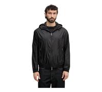 Armani Exchange Men's Essential, Tone on Tone Monogram Logo Texture Blouson Jacket, Black, M
