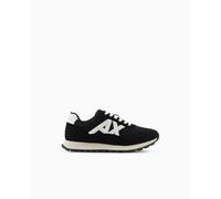 AX ARMANI EXCHANGE Herren Sneaker - Microsuede, Mesh, Retro, Logo Schwarz/Weiß EU 46