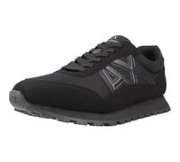 Armani Exchange Men Side Geometric Logo Motifs Sneaker, Black, 6M