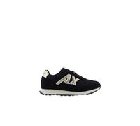 AX ARMANI EXCHANGE Herren Sneaker - Microsuede, Mesh, Retro, Logo Schwarz/Gold EU 45