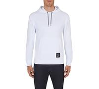 Armani Exchange Men's 100% Organic Cotton, Kangaroo Pocket, Square Logo White Medium
