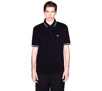 Armani Exchange Men's 3D Embroidered Logo Sleeves Logo Bicolor Collar Polo Shirt,Black,L